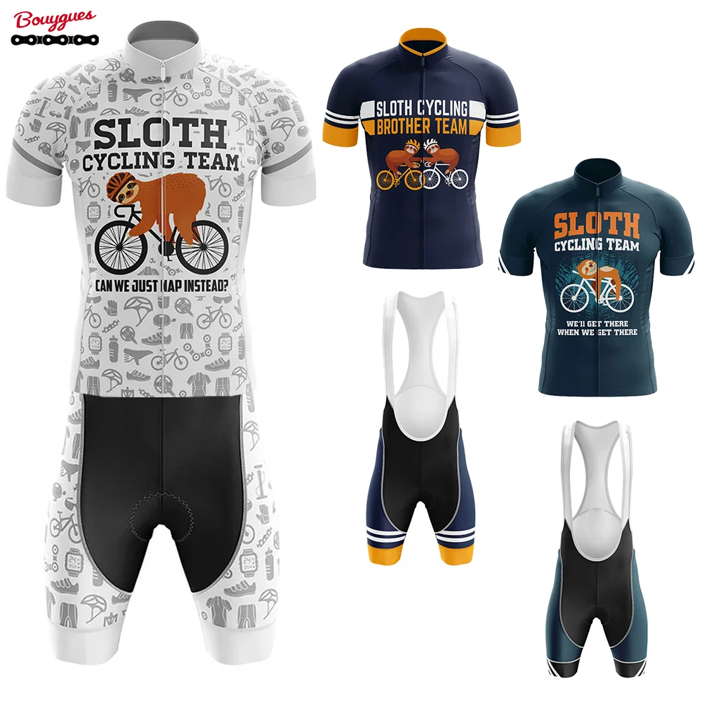 Sloth V1 Radfahren Jersey Sets Sommer männer Fahrrad Kurzarm Radfahren Kleidung Fahrrad Radfahren Jersey Trägerhose MTB Maillot