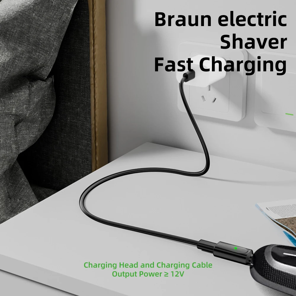 Адаптер для бритвы LISI 12 В Type-C, зарядный преобразователь для электробритвы Braun Series 3, 5, 7, 9, с индикатором зарядки