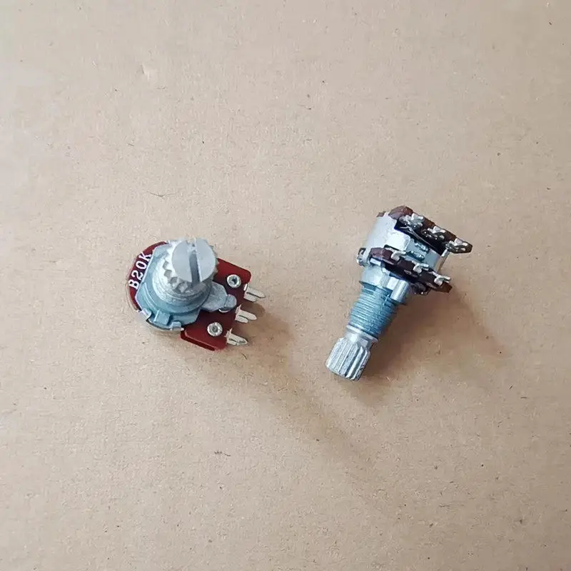 10pcs 12-position dual 6-pin potentiometer B20K B50K B100K power amplifier volume control potentiometer, handle length 15MM