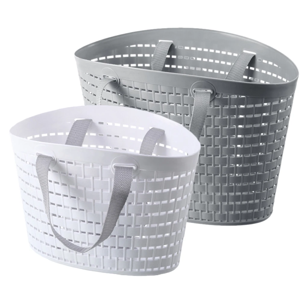 

2 Pcs Laundry Plastic Hollow Storage Basket Bathroom Organizer Groceries Baskets