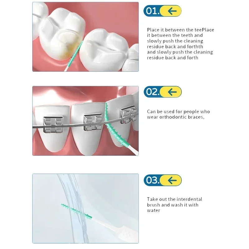 Cepillos interdentales de silicona, Herramientas de limpieza bucal, 200 unidades, 200 unidades