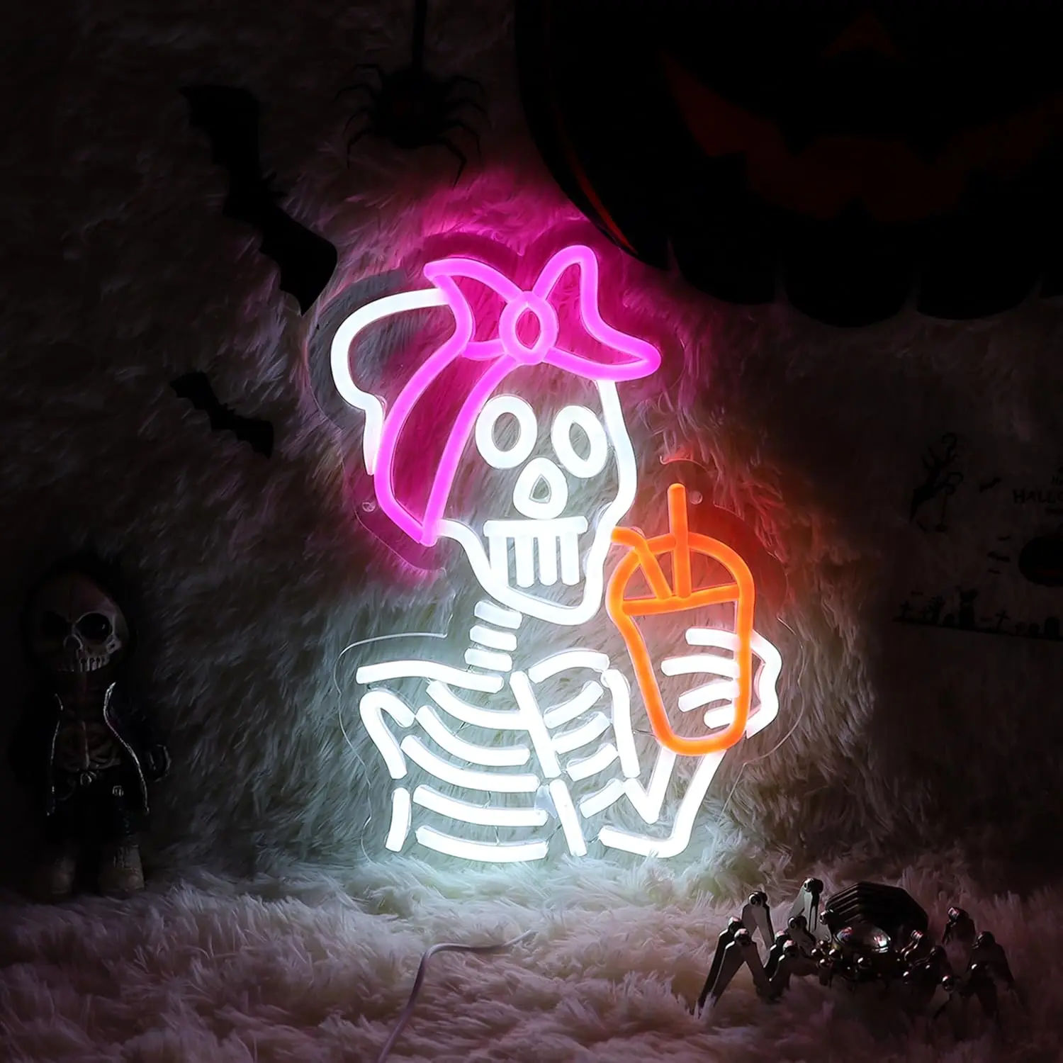 

Female Skeleton Neon Sign Dimmable Efficient Night light for Bar Pub Bedroom Man Cave Decor Party Wall Draw Birthday Gothic Gift
