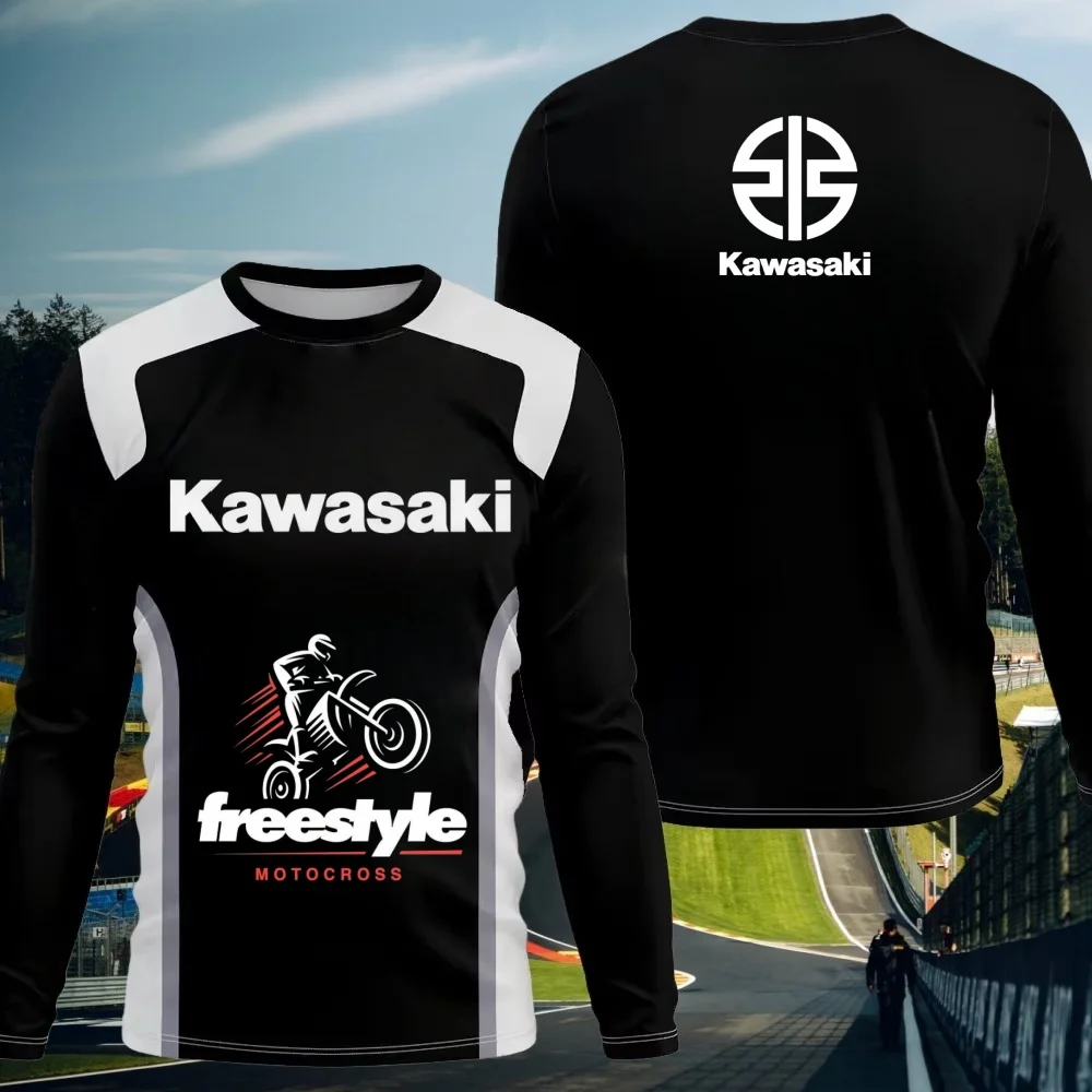 

Kawasaki Men's Long Sleeved T-shirt Breathable Cycling Shirt, Suitable for Mountain Biking, Running, and Hiking Quick Drying