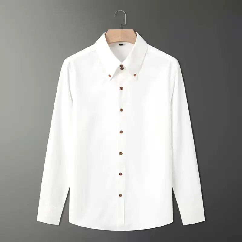 

Long Sleeve Men's Suede Shirt Casual Business Design Korean Style Polyester Fiber Fashion Urban Loose Fit Spring Autumn