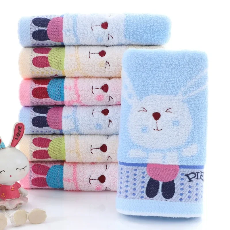 Pure Cotton Children's Towel Cartoon Jacquard Embroidery Baby Face Towel Soft Water Absorbent Face Towel for Kids 50x25cm