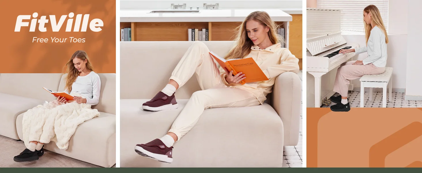 FitVille Damen-Diabetikerschuhe in weiter Ausführung, atmungsaktive orthopädische Sneaker, bequeme Schuhe für ältere Menschen mit geschwollenen Füßen – Detail 2