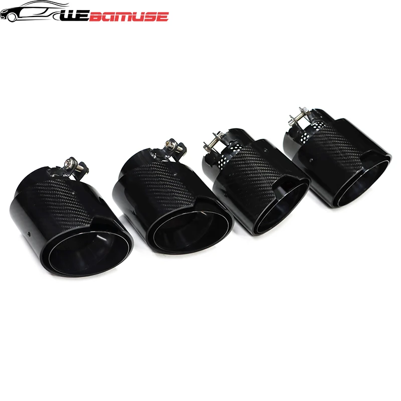 4 PCS Carbon Fiber Exhaut Tips for BMW M2 M3 M4 G80 G82 G83 G87 High Performance Black Stainless Steel Exhaust System Pipes