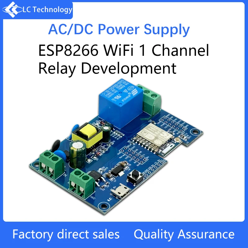 AC/DC Power Supply ESP8266 WiFi 1 Channel Relay Development Board ESP07 Dev Board Secondary Development