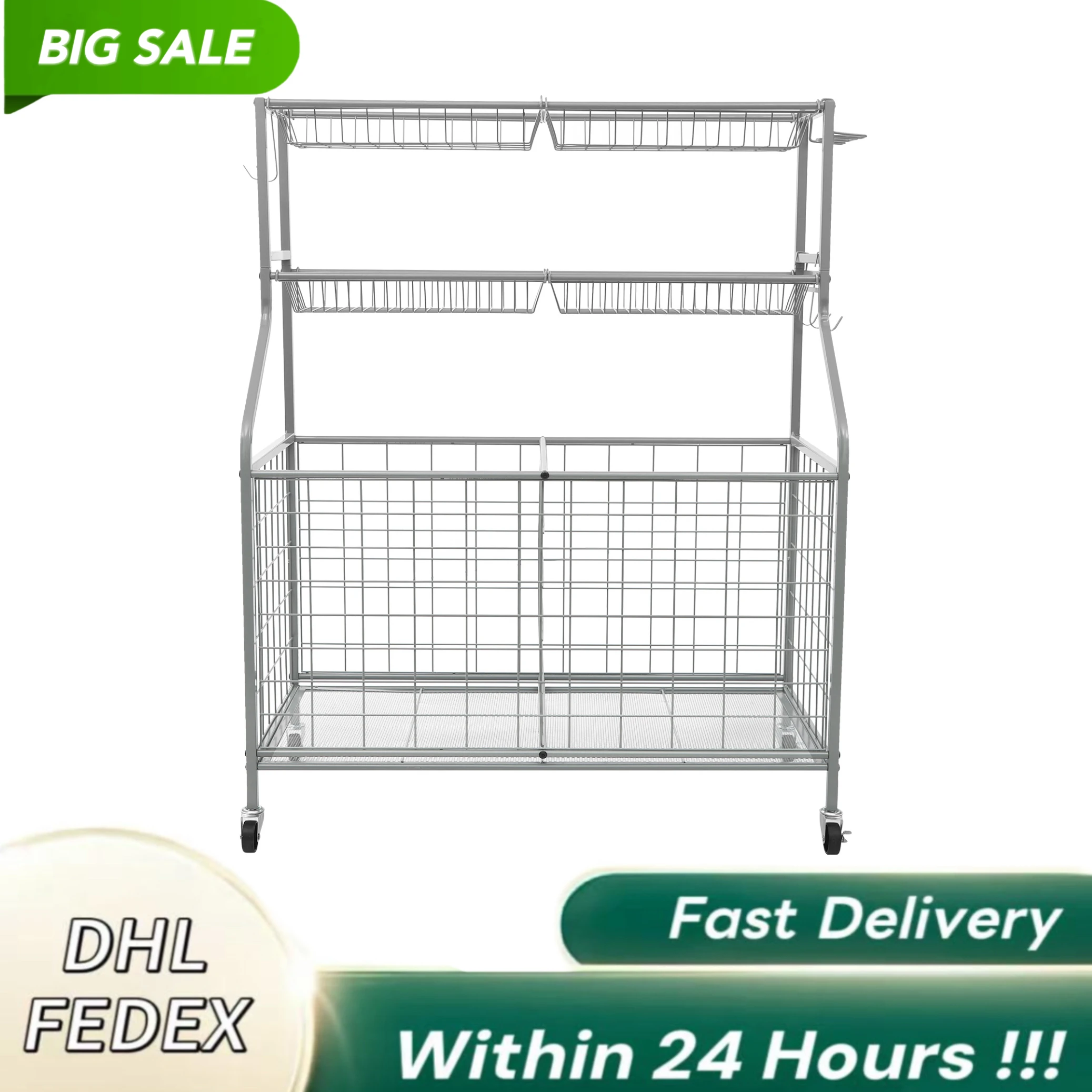 

Silver Q235 Carbon Steel Heavy Duty Garage Sports Equipment &Toy Organizer Rack High Load Capacity Ball Storage