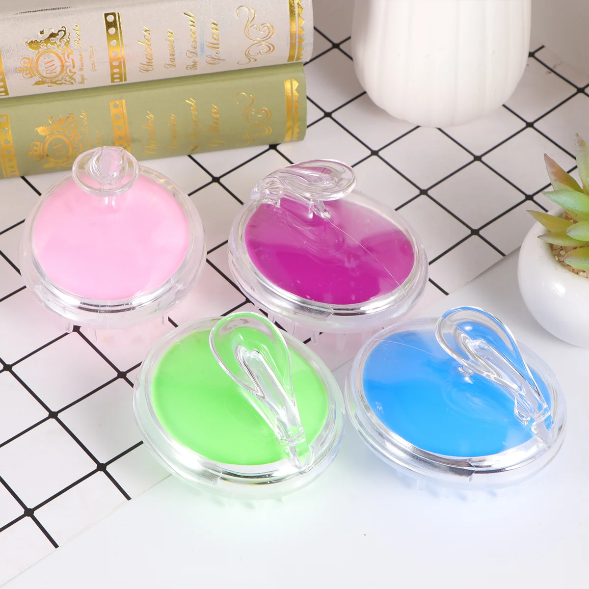 

4Pcs Hair Washing Brushes Premium Head Massage Scalp Scrubbers Relaxing Cleanser Hair Salon Head Brush Bathing Massage Brush