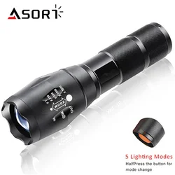 Powerful T6 LED Flashlight Super Bright Aluminum Alloy Portable Torch USB Rechargeable Outdoor Camping Tactical Flash Light