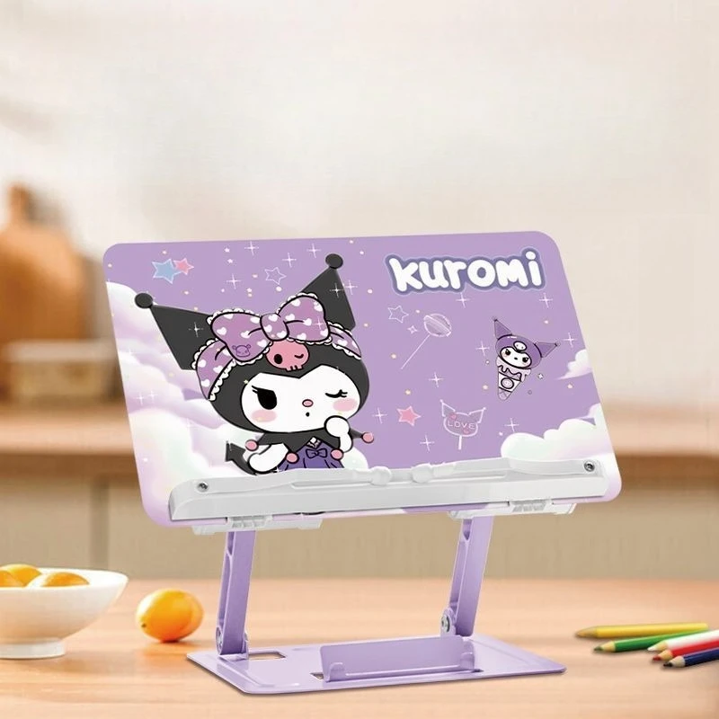 

Anime Cartoon Kawaii Sanrio Kuromi Pochacco Carbon Steel Multifunctional Read Bookshelf Computer Rack Fold Portable Solid New