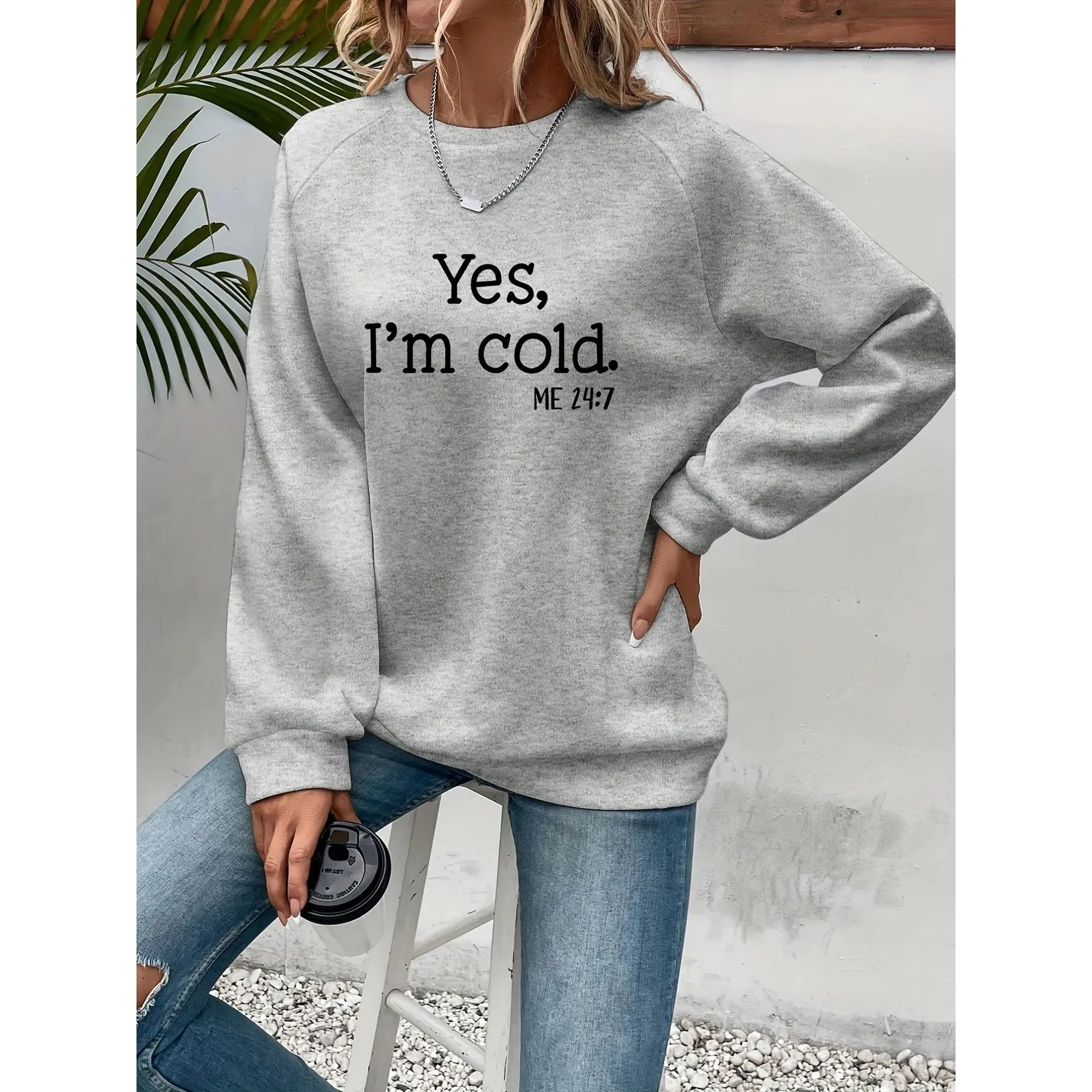 نعم أنا سترة نسائية مطبوعة بأحرف باردة طويلة S Faionable ملابس الشارع الشهير Sle مريحة تناسب الخريف #4