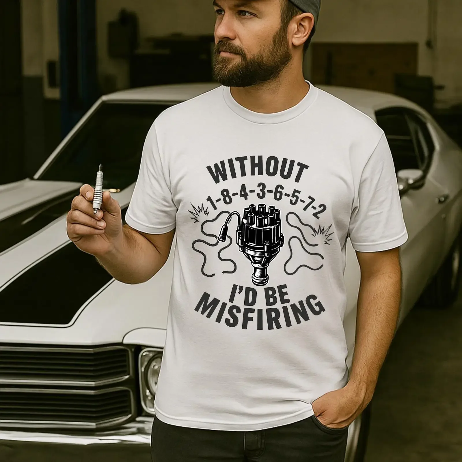 Funny V8 Engine Firing Order T Shirt Gearhead  vintage Washed Comfortable graphic Casual designer clothes Stylish Versatile