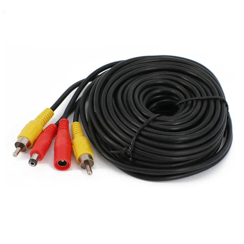 RCA Video AV DC Power Cable Audio & Video Cables Digital Cables For TV CCTV Car Truck Rearview Camera Kit 5M/10M/20M