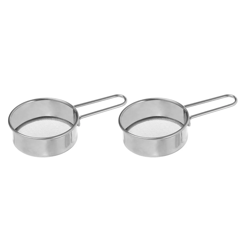 

2Pcs Stainless Steel Sugar Powder Sifter Fine Mesh Strainers Handheld Flour Sieve Manual Baking Gadget Kitchen Tool
