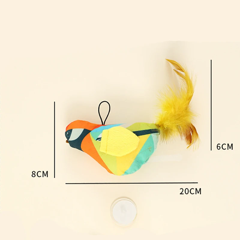 시뮬레이션 새 인터랙티브 재미있는 고양이 스틱 장난감, 모피 깃털 새 빨판 고양이 스틱 장난감, 새끼 고양이 놀이, 애완 동물 액세서리