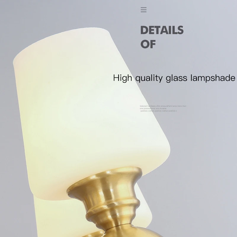 Classic Ceiling Copper Chandelier Living Room Bedroom Dining Study Vintage Pendant Light Gold Black Pendant Lamp E27 Glass Shade