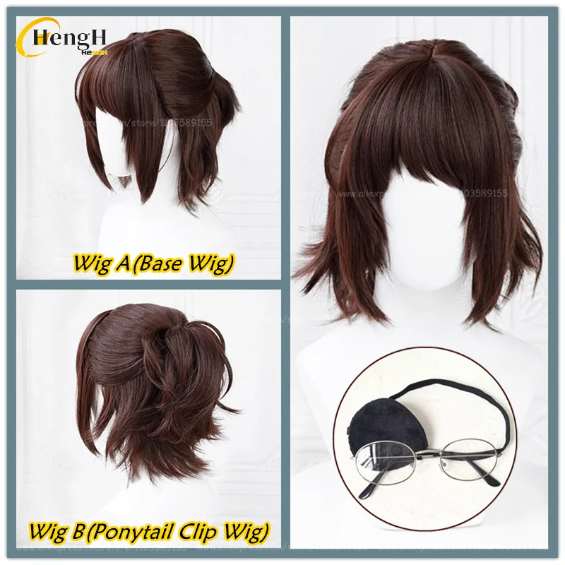 

In Stock Anime Hange Zoe Synthetic Wig 35cm Dark Brown With Ponytail Clip Wig And Glasses Heat Resistant Hair Cosplay Anime Wigs