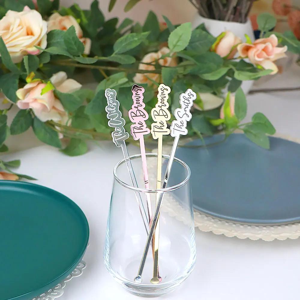 Agitateurs de boisson personnalisés pour mariage, bâtonnets à cocktail pour enterrement de vie de jeune fille, étiquettes de boisson pour anniversaire, fiançailles, fête