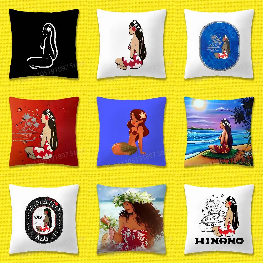 

Hinano Tahiti Girl Polynesia Beach Throw Pillow Case For 55x55cm 30x30cm 50x50cm 45x45cm 40x40cm Square Chair Pillowcase Case