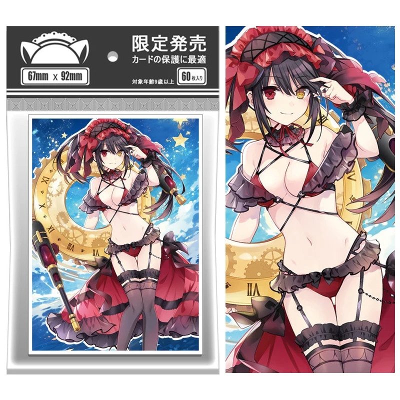 

60Pcs/set 67X92Mm Diy Goddess Story Tokisaki Kurumi Card Sleeves Ws Opcg Ptcg Nightmare Color Flash Card Protective Cover