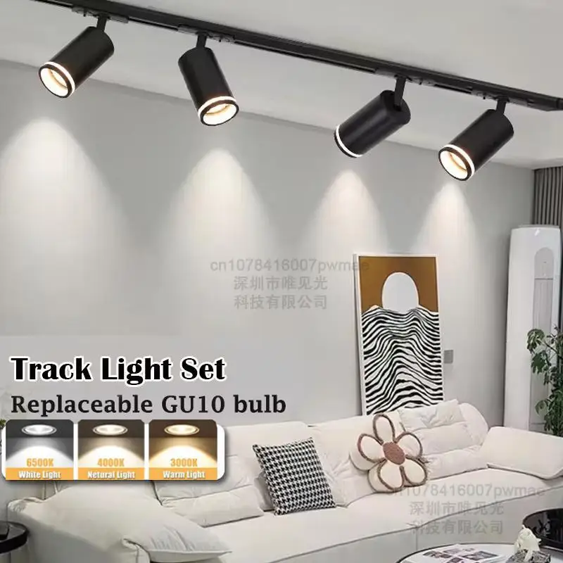 Replacable LED Track Light Set Aluminum 20W 30W 40W 50W Ceiling Spot Lights COB 220V Rail Lamp Clothing Exhibition Home Lighting