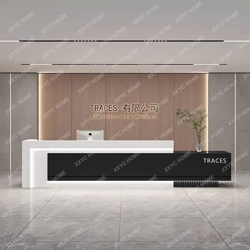 Aahot Sale Modern Simple Reception Desk Baking Paint Company Hotel Lobby Reception Cabinet Bar