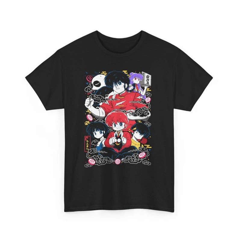 Ranma 12 T-shirt Vintage Loose Oversized Unisex Print T-shirts Men Women Clothing Summer Short high quality Breathable Couples
