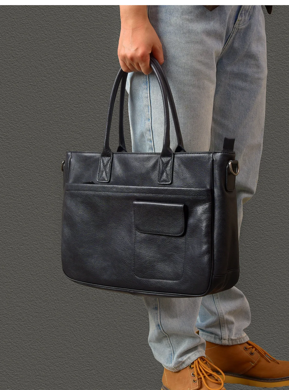 PNDME Vintage hochwertige Herren-Aktentasche aus Rindsleder der ersten Schicht, Business-Luxus-Handtasche aus echtem Leder, Messenger-Tasche – Detail 6