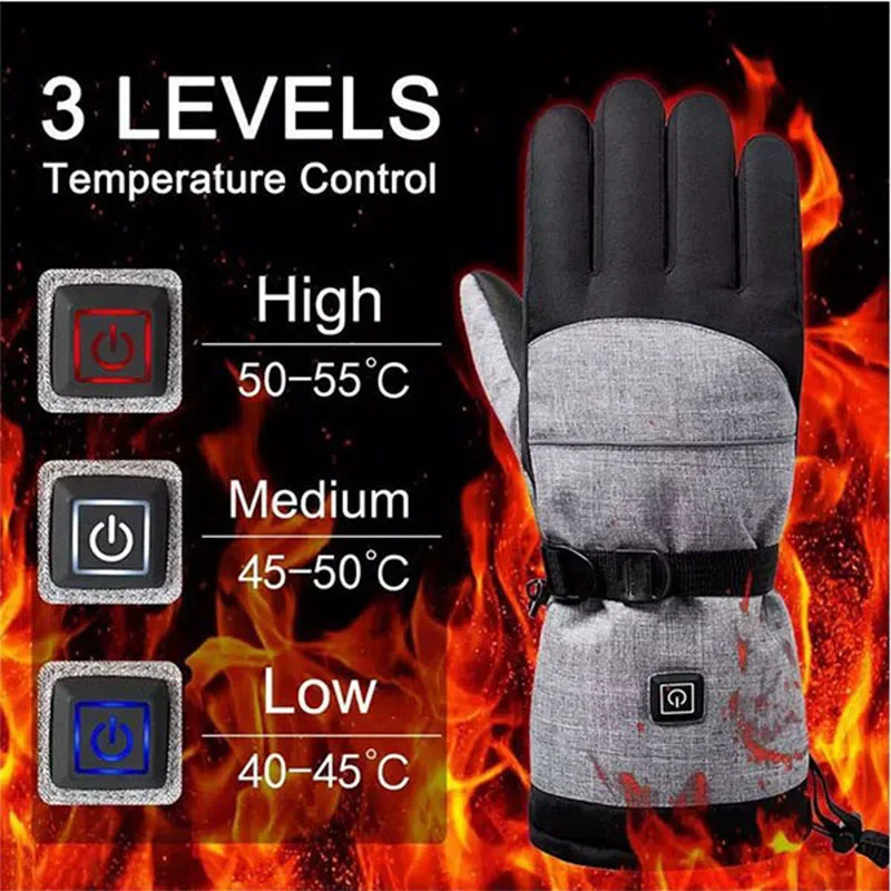 Cotton Heating Winter Gloves Electric Thermal Hand Warmer Waterproof Snowboard Cycling Motorcycle Bicycle Ski Outdoor Activities