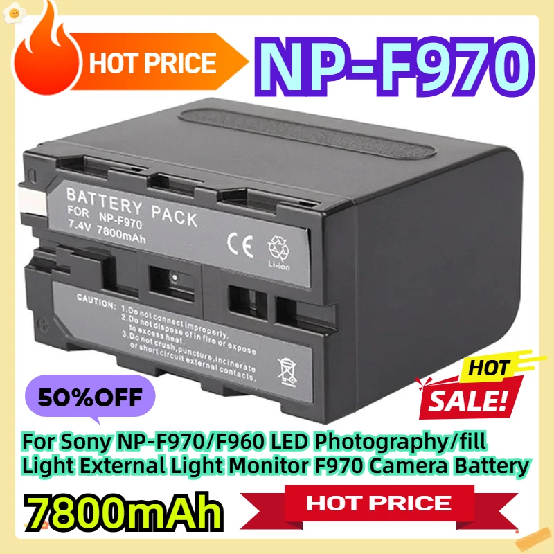

For Sony NP-F970/F960 LED Photography/fill Light External Light Monitor 7800mAh F970 Camera Battery