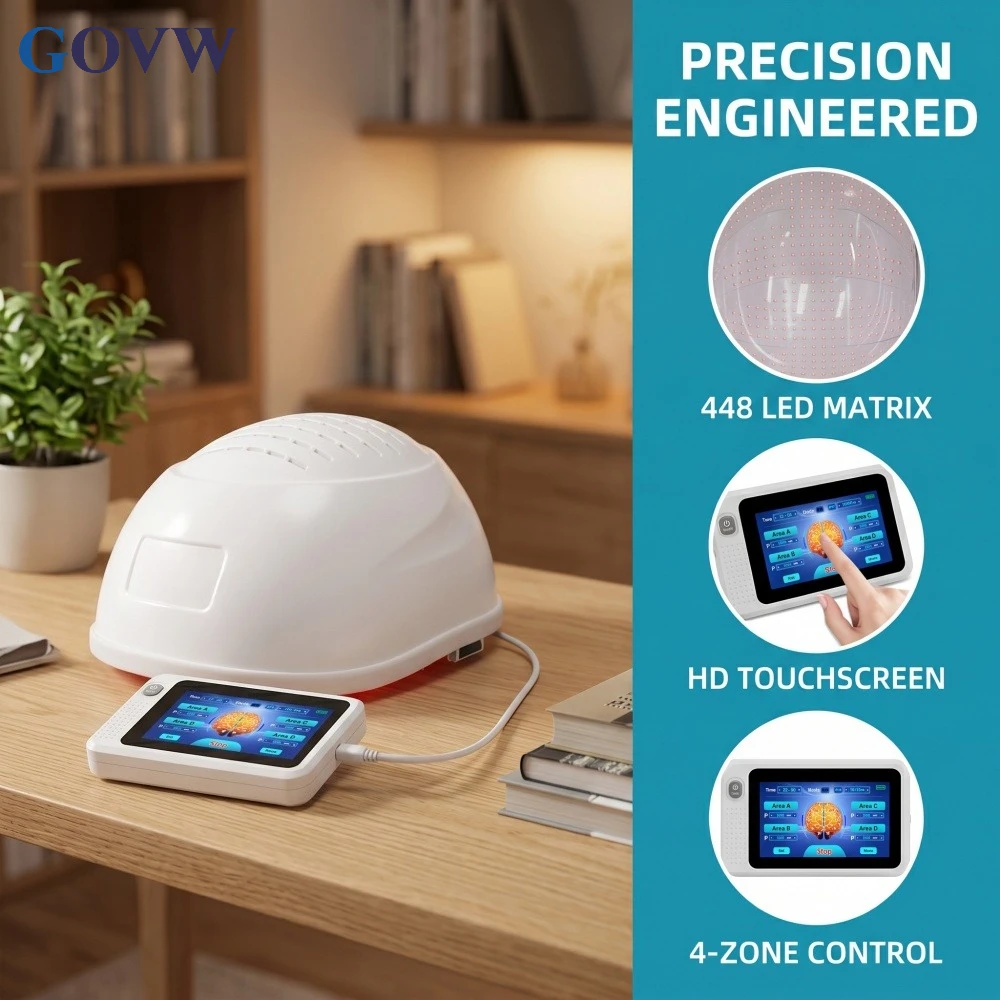 GOVW New Advanced Photobiomodulation Brain Helmet 810nm Nir Light Therapy Neurofeedback for Anxiety Disorder Insomnia Depression