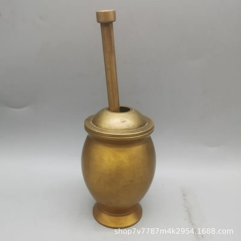 Brass Medicine Mortar Medicine grinding jar Pill Crusher Traditional Chinese Medicine Mortar and Pestle Craft Ornaments