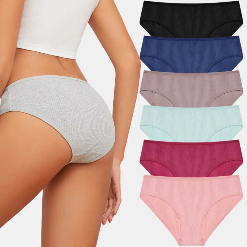 

Women's Low Waisted Underwear Threaded Cotton Lingeries Sexy Hot Breathable Lightweight Triangle Pants Japanese Woman Panties