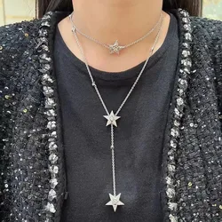 Foydjew 2023 New Trend Five-pointed Star Long Necklaces Stacked Wear Chain Women's Fashion Sweater Chain Winding Bracelets