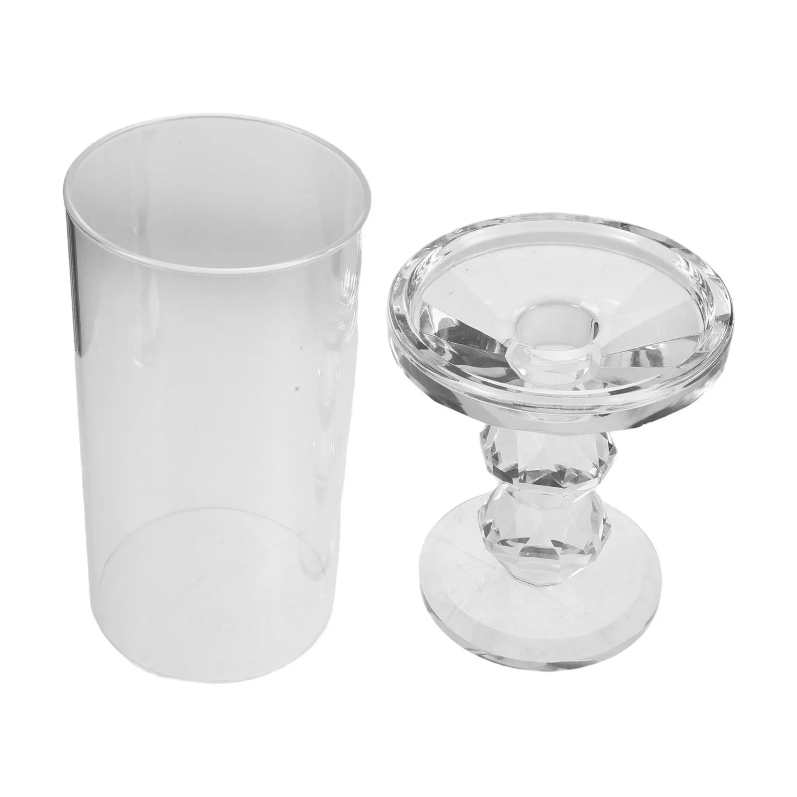 Glass Cylinder Holder Roman Column Pedestal Decorative Glass Stand Windproof Hurricane Cover Table Centerpiece
