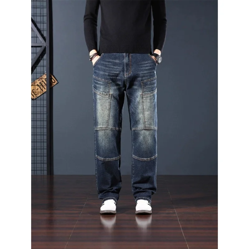 Thick And Spacious Baggy Jeans For Men Loose Straight Fit Extra Large Size Plus Size Long Pants