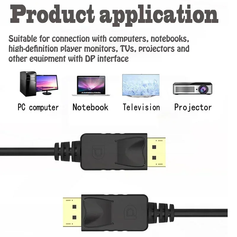 DP สาย Displayport วิดีโอเสียงสายจอแสดงผลพอร์ตอะแดปเตอร์สําหรับโทรศัพท์กล่องทีวีแล็ปท็อปวิดีโอเกม DP สายจอแสดงผลพอร์ต