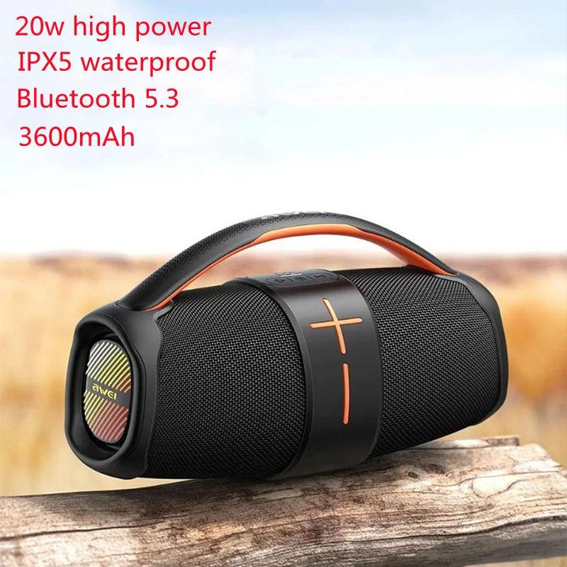 Hifi Loud Outdoor TWS 20W Portable Wireless Bluetooth 5.3 Speaker Mega Bass Stereo Subwoofer Waterproof TF/AUX Type C Dual Horn