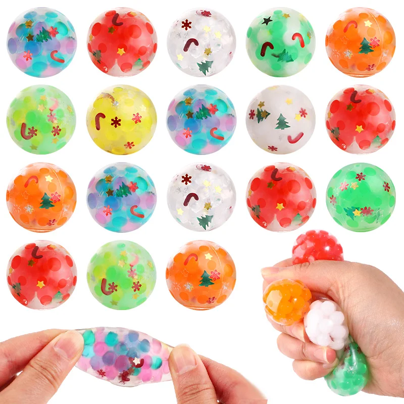

10/20Pcs Christmas Squeeze Ball Stocking Stuffers Kids Adult Anti-Anxiety Sensory Toy New Year Gift Birthday Party Pinata Filler