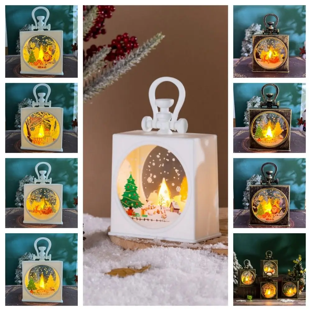 illuminated Christmas Wind Lantern Santa Snowman Christmas Portable Lantern Atmosphere LED Christmas Hanging Lamp