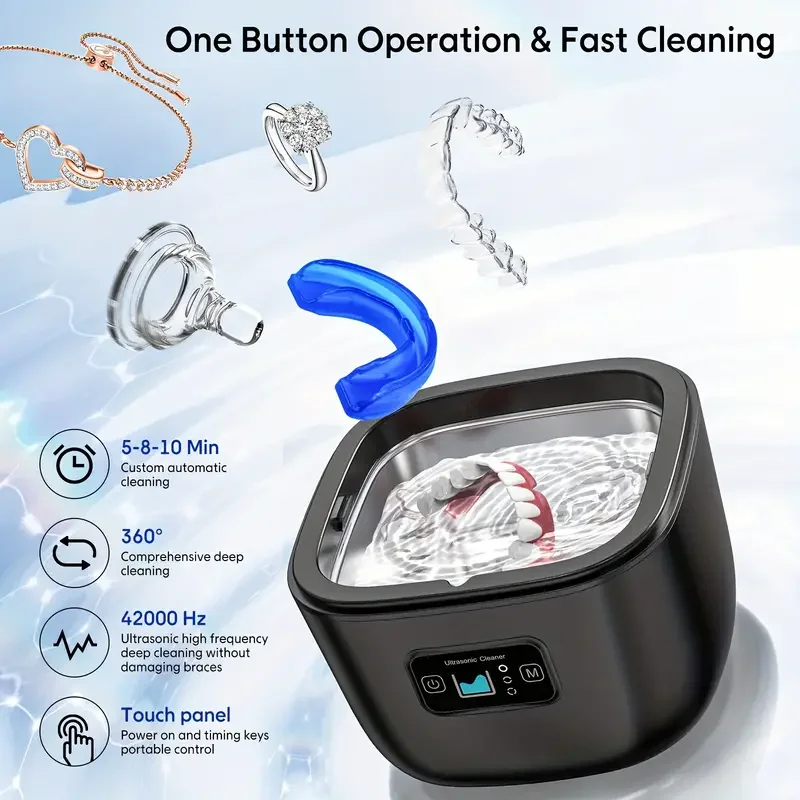 Ultrasonic Cleaner for Denture UV Cleaner Ultrasonic  Jewelry 45KHzCleaner 255ML Ultrasonic Cleaning Machine Ultrasound Washing