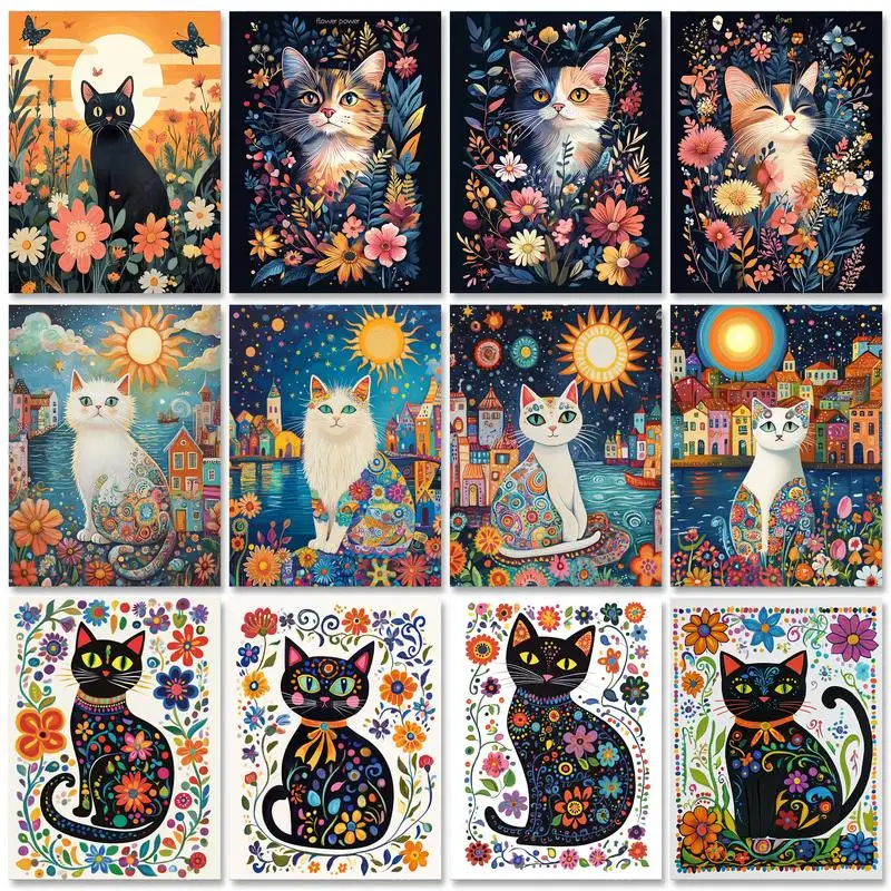

RUOPOTY Painting By Number For Adults Kit Cat Animal Painting Handpainted Paintings Gift Kits Drawing On Canvas