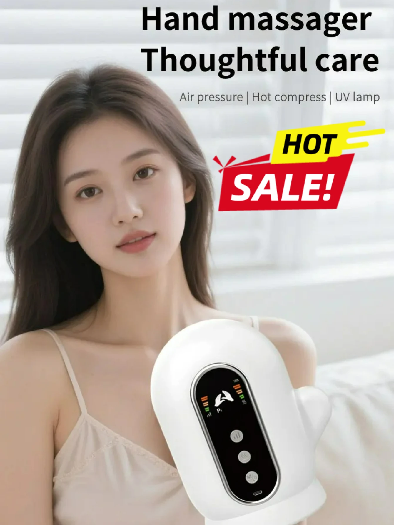 

Hand Massager with Airbag Compression Electric Wrist Palm Finger Massage Machine with UV Automatic Cleaning Awaken Hand Vitality