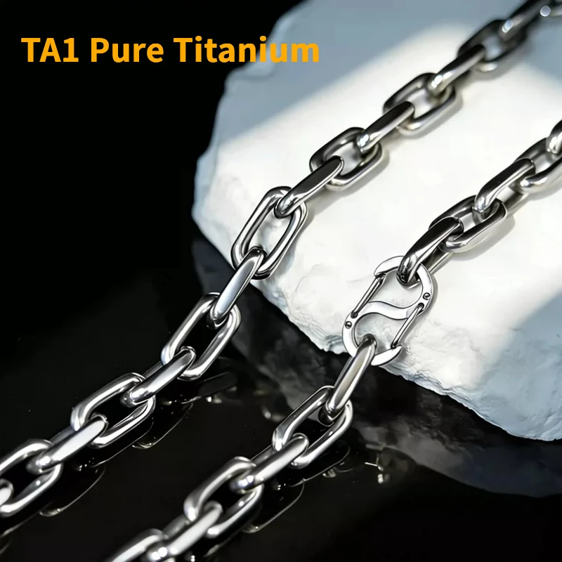 

Unisex 8mm Width Solid Titanium Four-Sided Chain Necklace & Bracelets Fade-Resistant Anti-Allergic Retro Punk Ti Metal Necklaces