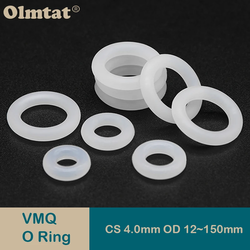 

10/50Pcs White Food Grade Silicone O Ring Gasket CS 4mm OD 12 ~ 150mm Waterproof Washer Round O Shape VMQ O Rings Silicone Ring