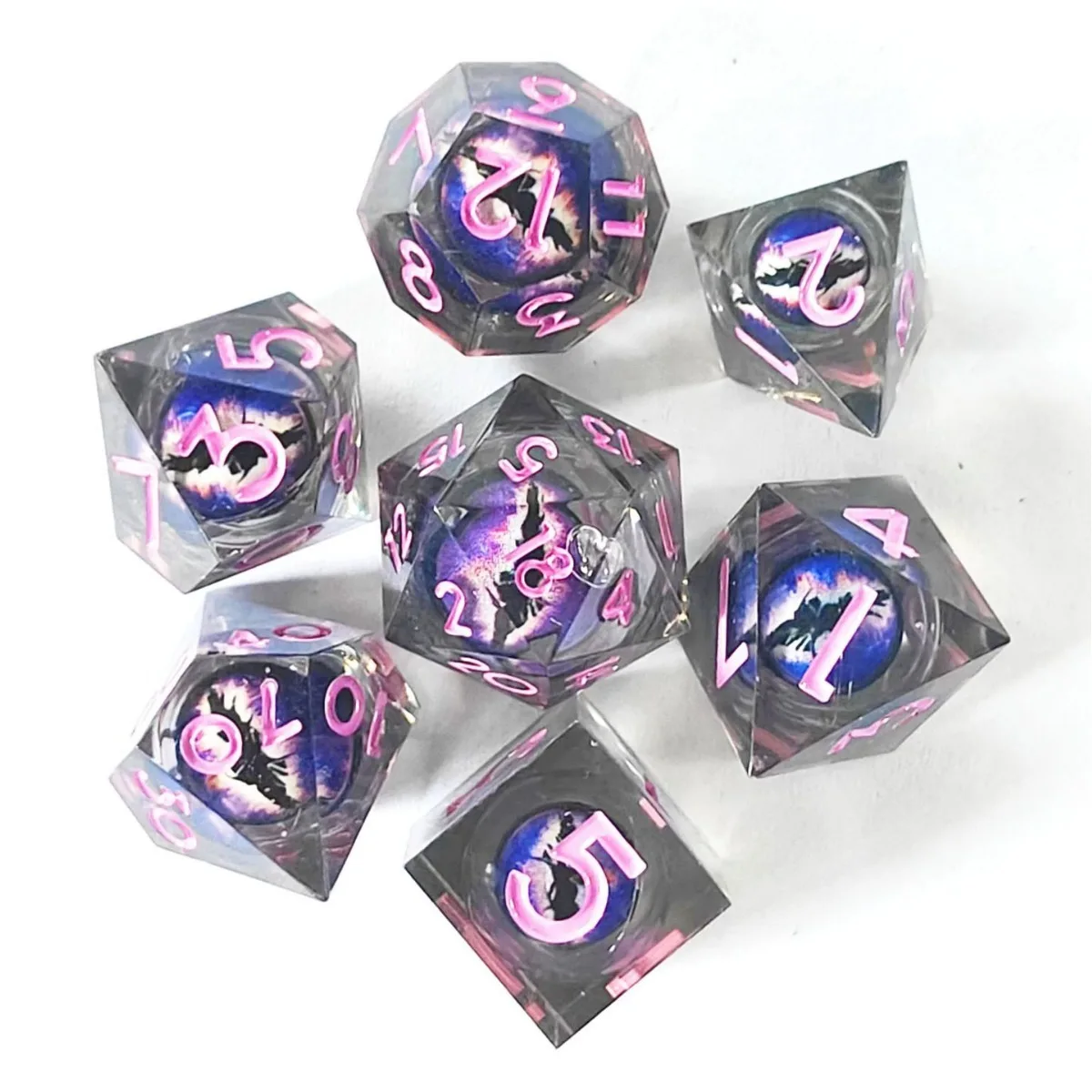 7pcs/set Liquid Core Resin Longan Dice Family Party Game Role-playing Professional Luxury Dice Christmas Gift Entertainment Kit