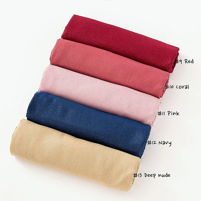 Fashion Plain Shimmer Polyester Hijab Foulard Long Soft Muslim Ladies Women Pashmina Scarves