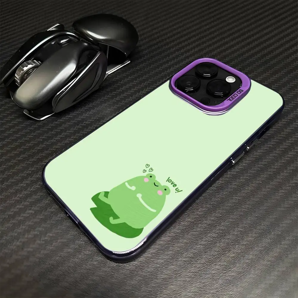 Capa de telefone sapo para iphone17,16,15,14,13,12,11 pro max roxo colorido banhado a prata dentro da capa de telefone